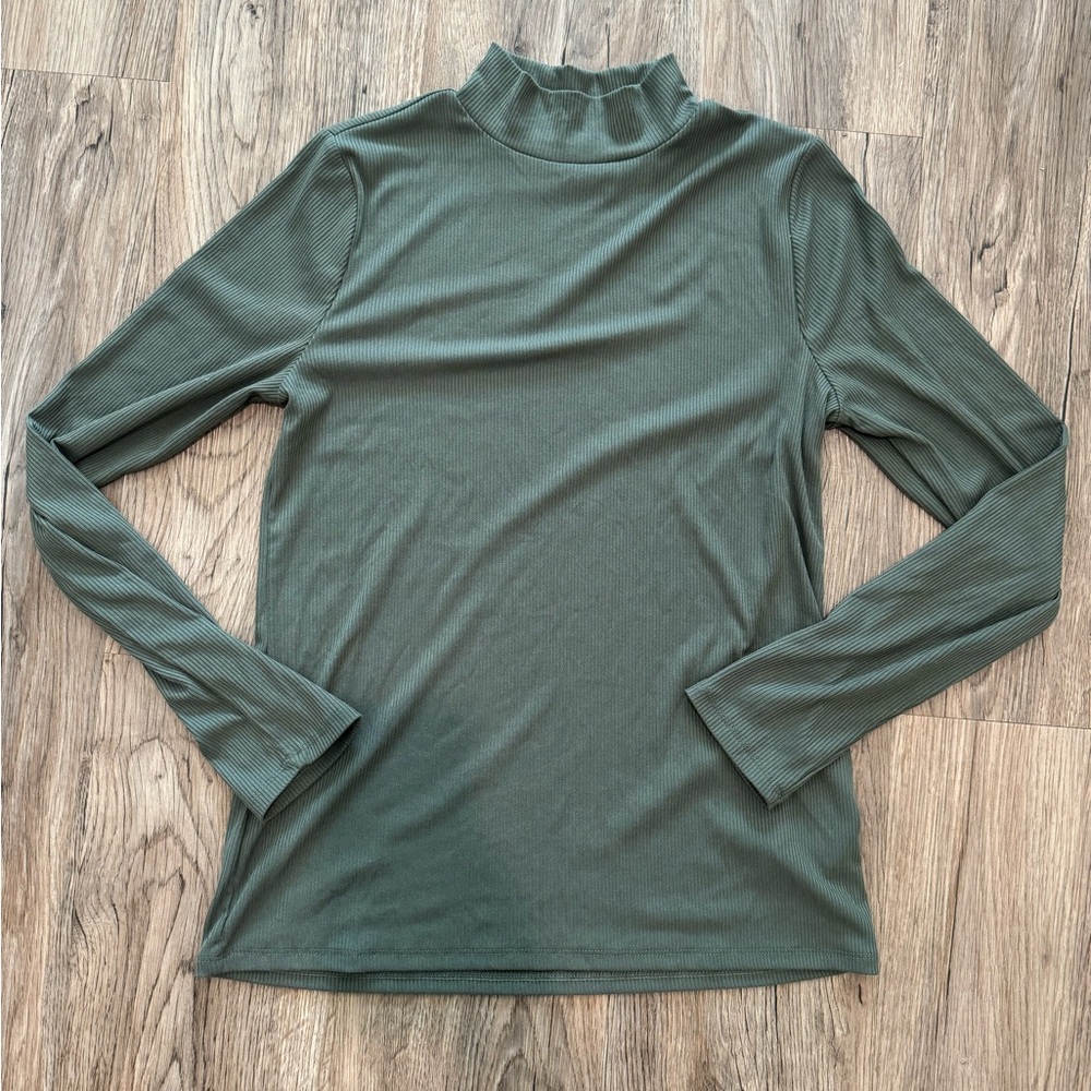 No Boundaries Olive Long Sleeve Mock Neck Top